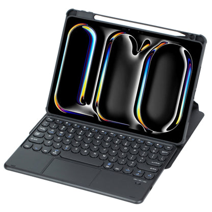 For iPad Pro 11 2024 YL13-A 360 Rotation Acrylic Transparent Round Keycap Bluetooth Keyboard Leather Case With Touch Control(Black) - For iPad Pro by PMC Jewellery | Online Shopping South Africa | PMC Jewellery | Buy Now Pay Later Mobicred