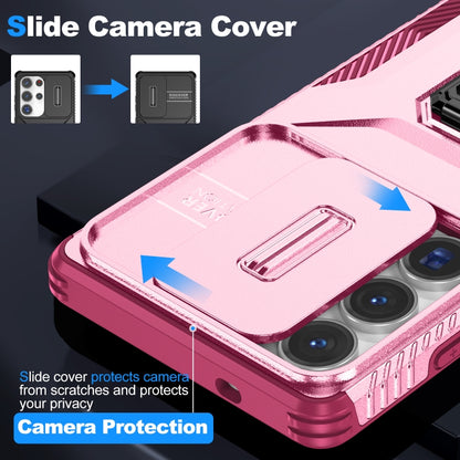 For Samsung Galaxy S25 Ultra 5G Sliding Camshield Holder Phone Case(Pink + Rose Red) - Galaxy S25 Ultra 5G Cases by PMC Jewellery | Online Shopping South Africa | PMC Jewellery | Buy Now Pay Later Mobicred