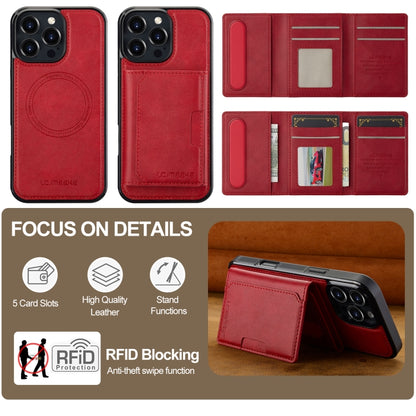 For iPhone 16 Pro Max LC.IMEEKE L5 Series Detachable RFID Card Bag Magsafe Phone Case(Red) - iPhone 16 Pro Max Cases by LC.IMEEKE | Online Shopping South Africa | PMC Jewellery | Buy Now Pay Later Mobicred