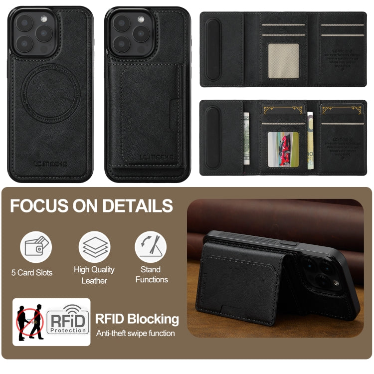 For iPhone 16 Pro LC.IMEEKE L5 Series Detachable RFID Card Bag Magsafe Phone Case(Black) - iPhone 16 Pro Cases by LC.IMEEKE | Online Shopping South Africa | PMC Jewellery | Buy Now Pay Later Mobicred