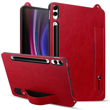 For Samsung Galaxy Tab S10 Ultra / S9 Ultra TPU Leather Back Tablet Case with Wristband(Red) - Tab S10 Ultra Cases by PMC Jewellery | Online Shopping South Africa | PMC Jewellery | Buy Now Pay Later Mobicred