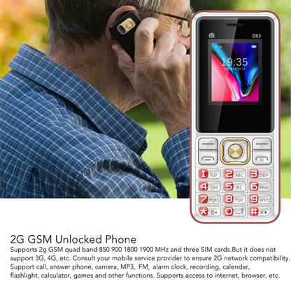 D63 Elder Keypad Phone, 1.77 inch, 3600mAh, SOS, FM, Dual SIM, GSM, Plug:EU Plug(Red) - Others by PMC Jewellery | Online Shopping South Africa | PMC Jewellery | Buy Now Pay Later Mobicred