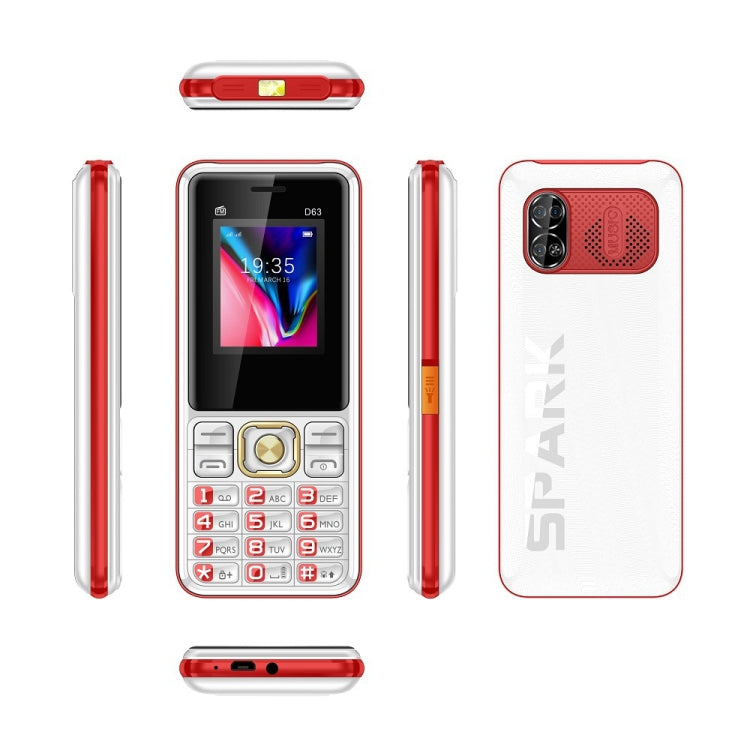 D63 Elder Keypad Phone, 1.77 inch, 3600mAh, SOS, FM, Dual SIM, GSM, Plug:UK Plug(Red) - Others by PMC Jewellery | Online Shopping South Africa | PMC Jewellery | Buy Now Pay Later Mobicred