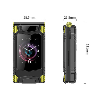 M7+ 4G Dual Screen Flip Elder Rugged Phone, 2.8 inch Inner, 2.4 inch Outer, 6800mAh Battery, 24 Keys, Flashlight, Network: 4G, Dual SIM, SOS, Plug:UK Plug(Black) - Others by PMC Jewellery | Online Shopping South Africa | PMC Jewellery | Buy Now Pay Later Mobicred