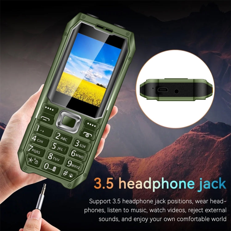 Q6000 Elder Keypad Phone, 2.4 inch, 6800mAh, Dual Flashlights, 21 Keys, SOS, FM, Dual SIM, GSM, Plug:EU Plug(Green) - Others by PMC Jewellery | Online Shopping South Africa | PMC Jewellery | Buy Now Pay Later Mobicred