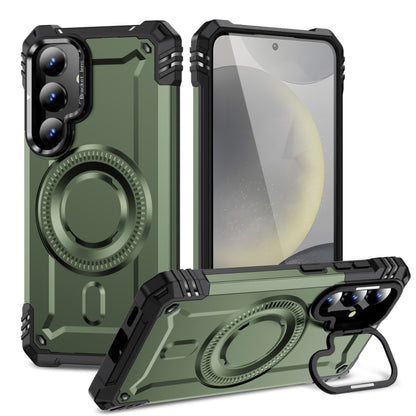 For Samsung Galaxy S25 5G Lens Holder MagSafe Phone Case(Army Green) - Galaxy S25 5G Cases by PMC Jewellery | Online Shopping South Africa | PMC Jewellery | Buy Now Pay Later Mobicred