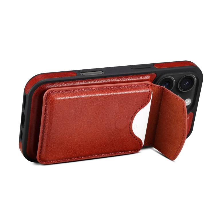 For iPhone 16 Pro Max Denior D22 Genuine Leather MagSafe Holder Detachable Card Slot Phone Case(Brown) - iPhone 16 Pro Max Cases by Denior | Online Shopping South Africa | PMC Jewellery | Buy Now Pay Later Mobicred