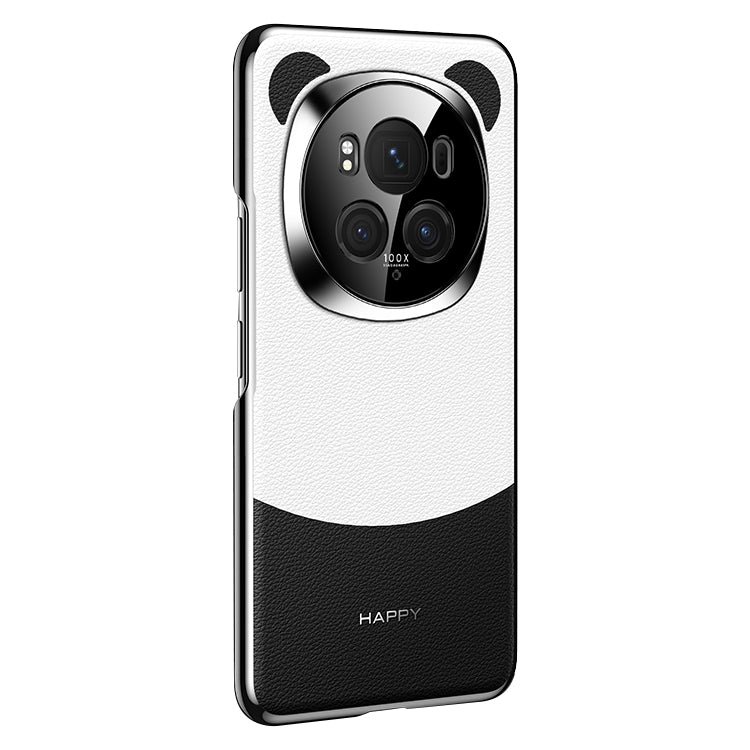 For Honor Magic6 Pro Panda 2 Plain Leather PC Phone Case(Black White) - Honor Cases by PMC Jewellery | Online Shopping South Africa | PMC Jewellery | Buy Now Pay Later Mobicred