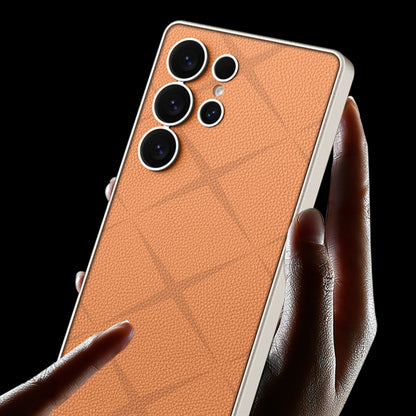 For Samsung Galaxy S25 Ultra 5G GKK Asterism Metal Paint Skin Feel Leather Full Coverage Phone Case(Orange) - Galaxy S25 Ultra 5G Cases by GKK | Online Shopping South Africa | PMC Jewellery | Buy Now Pay Later Mobicred