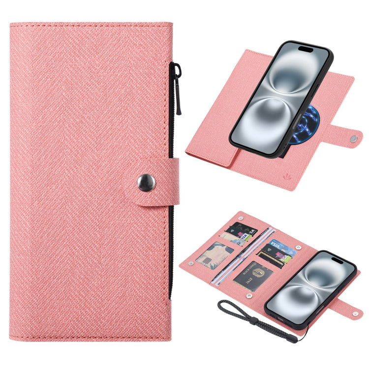 For iPhone 16 Plus ViLi GBS Series MagSafe Magnetic RFID Leather Flip Phone Case(Pink) - iPhone 16 Plus Cases by ViLi | Online Shopping South Africa | PMC Jewellery | Buy Now Pay Later Mobicred