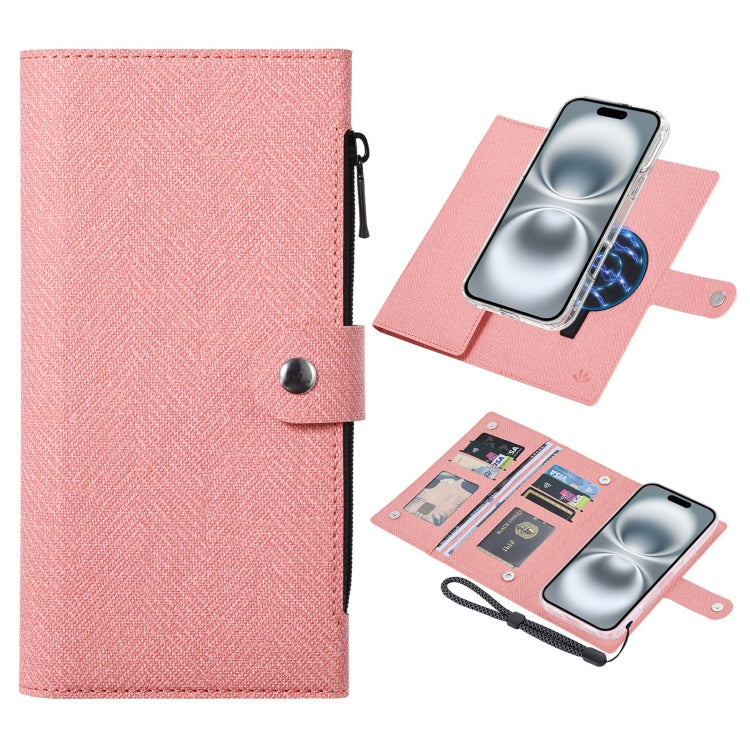 For iPhone 16 Plus ViLi GBS-C Series MagSafe Magnetic RFID Leather Flip Phone Case(Pink) - iPhone 16 Plus Cases by ViLi | Online Shopping South Africa | PMC Jewellery | Buy Now Pay Later Mobicred