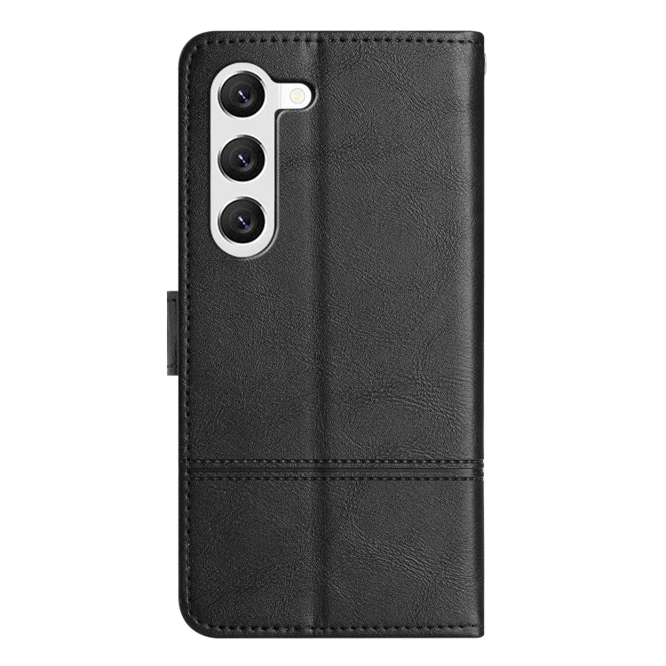 For Samsung Galaxy S25+ 5G Cowhide Texture Stitching Leather Phone Case(Black) - Galaxy S25+ 5G Cases by PMC Jewellery | Online Shopping South Africa | PMC Jewellery | Buy Now Pay Later Mobicred