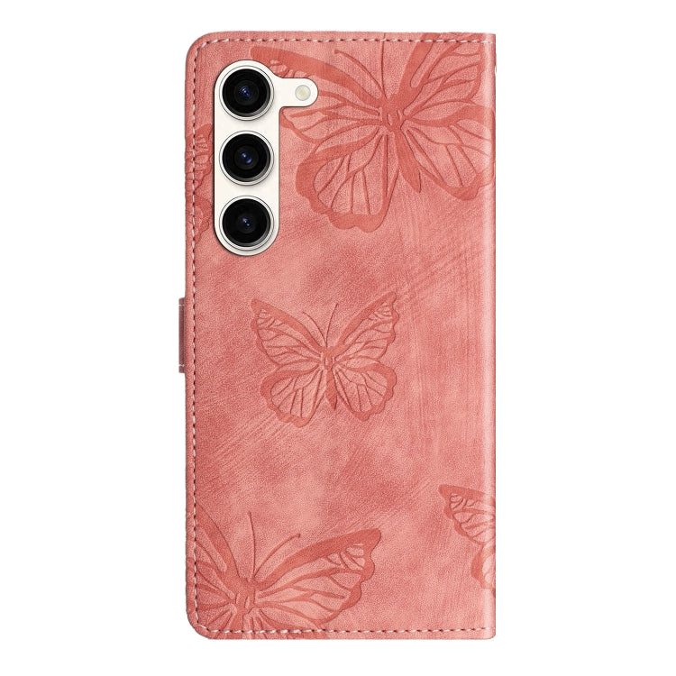 For Samsung Galaxy S25+ 5G Skin-feel Embossed Butterfly Leather Phone Case(Pink) - Galaxy S25+ 5G Cases by PMC Jewellery | Online Shopping South Africa | PMC Jewellery | Buy Now Pay Later Mobicred