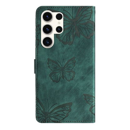 For Samsung Galaxy S25 Ultra 5G Skin-feel Embossed Butterfly Leather Phone Case(Green) - Galaxy S25 Ultra 5G Tempered Glass by PMC Jewellery | Online Shopping South Africa | PMC Jewellery | Buy Now Pay Later Mobicred