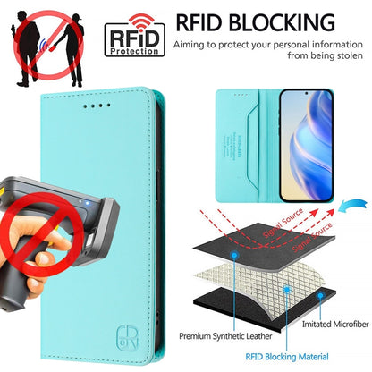 For Samsung Galaxy S24+ / S25+ 5G RC01 Dual-Folded Magnetic Suction RFID Leather Phone Case(Mint Green) - Galaxy S25+ 5G Cases by PMC Jewellery | Online Shopping South Africa | PMC Jewellery | Buy Now Pay Later Mobicred