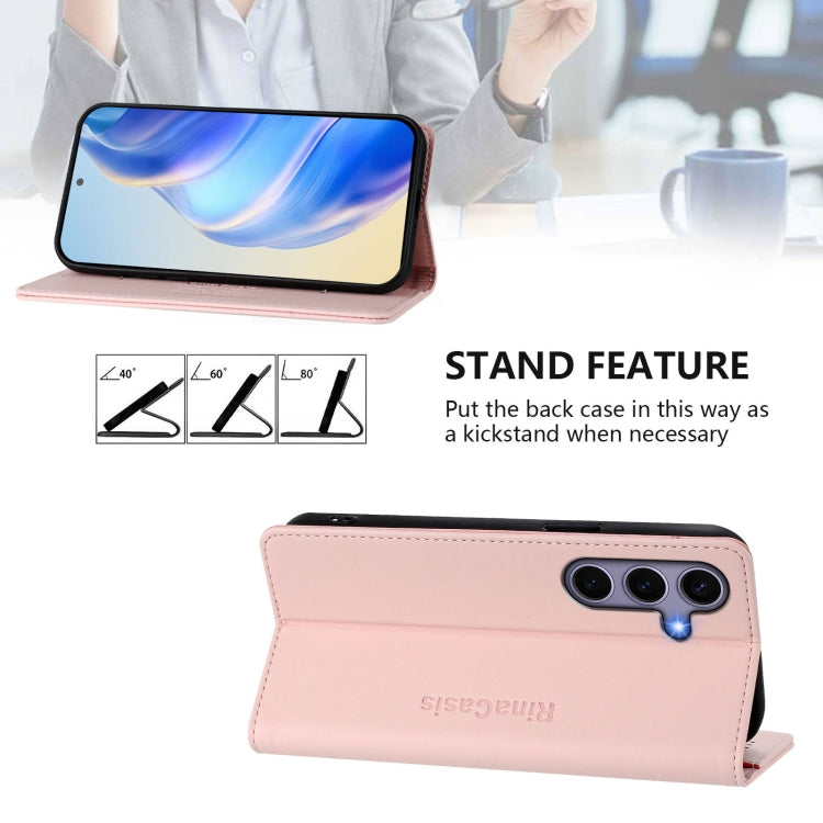 For Samsung Galaxy S24+ / S25+ 5G RC01 Dual-Folded Magnetic Suction RFID Leather Phone Case(Pink) - Galaxy S25+ 5G Cases by PMC Jewellery | Online Shopping South Africa | PMC Jewellery | Buy Now Pay Later Mobicred