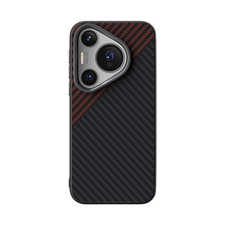 For Huawei Pura 70 ABEEL C Carbon Fiber Series 6D Micro Relief MagSafe Phone Case(Black Red) - Huawei Cases by PMC Jewellery | Online Shopping South Africa | PMC Jewellery | Buy Now Pay Later Mobicred