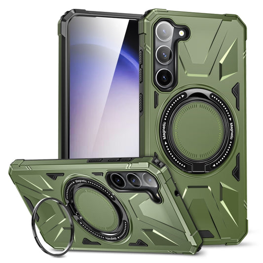 For Samsung Galaxy S25+ 5G MagSafe Magnetic Shockproof Phone Case with Ring Holder(Dark Green) - Galaxy S25+ 5G Cases by PMC Jewellery | Online Shopping South Africa | PMC Jewellery | Buy Now Pay Later Mobicred