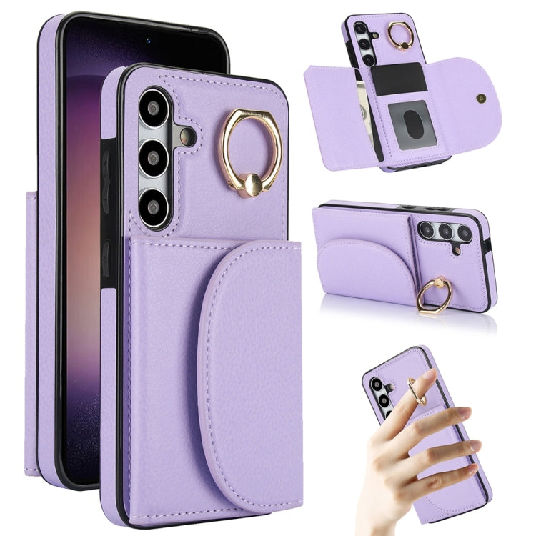 For Samsung Galaxy S25+ 5G Ring Holder Card Bag Skin Feel Phone Case(Purple) - Galaxy S25+ 5G Cases by PMC Jewellery | Online Shopping South Africa | PMC Jewellery | Buy Now Pay Later Mobicred