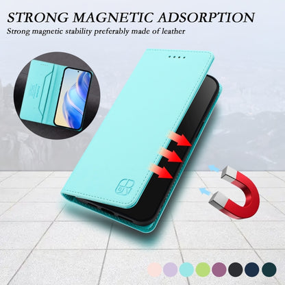 For Honor Magic6 Pro Global RC01 Dual-Folded Magnetic Suction RFID Leather Phone Case(Mint Green) - Honor Cases by PMC Jewellery | Online Shopping South Africa | PMC Jewellery | Buy Now Pay Later Mobicred