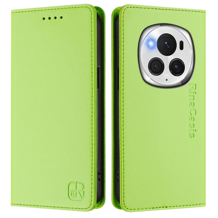 For Honor Magic6 Pro Global RC01 Dual-Folded Magnetic Suction RFID Leather Phone Case(Grass Green) - Honor Cases by PMC Jewellery | Online Shopping South Africa | PMC Jewellery | Buy Now Pay Later Mobicred