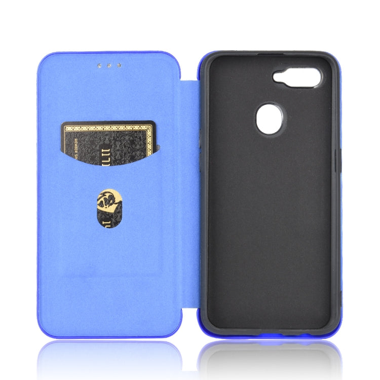 For OPPO A7(AX7) / A5s / AX5s / A12 Carbon Fiber Texture Horizontal Flip TPU + PC + PU Leather Case with Card Slot(Blue) - OPPO Cases by PMC Jewellery | Online Shopping South Africa | PMC Jewellery