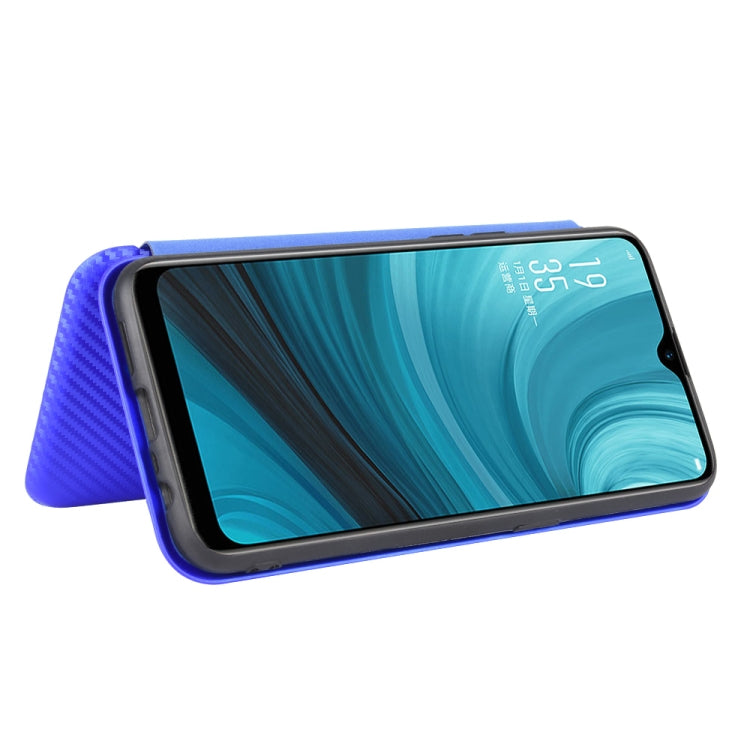 For OPPO A7(AX7) / A5s / AX5s / A12 Carbon Fiber Texture Horizontal Flip TPU + PC + PU Leather Case with Card Slot(Blue) - OPPO Cases by PMC Jewellery | Online Shopping South Africa | PMC Jewellery