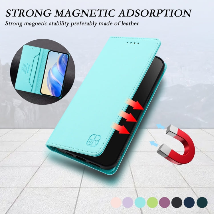 For Huawei Pura 70 RC01 Dual-Folded Magnetic Suction RFID Leather Phone Case(Mint Green) - Huawei Cases by PMC Jewellery | Online Shopping South Africa | PMC Jewellery | Buy Now Pay Later Mobicred