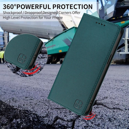 For Huawei Pura 70 RC01 Dual-Folded Magnetic Suction RFID Leather Phone Case(Dark Green) - Huawei Cases by PMC Jewellery | Online Shopping South Africa | PMC Jewellery | Buy Now Pay Later Mobicred