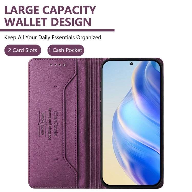 For Huawei Pura 70 RC01 Dual-Folded Magnetic Suction RFID Leather Phone Case(Violet) - Huawei Cases by PMC Jewellery | Online Shopping South Africa | PMC Jewellery | Buy Now Pay Later Mobicred