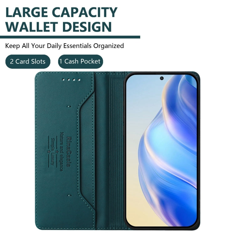 For Huawei Pura 70 Pro / Pura 70 Pro+ RC01 Dual-Folded Magnetic Suction RFID Leather Phone Case(Dark Green) - Huawei Cases by PMC Jewellery | Online Shopping South Africa | PMC Jewellery | Buy Now Pay Later Mobicred