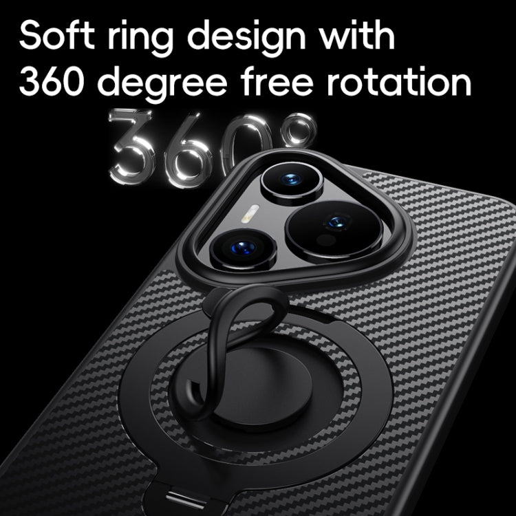 For Huawei Pura 70 Pro / 70 Pro+ Carbon Fiber MagSafe Phone Case with 360 Degree Rotating Holder(Black Gold) - Huawei Cases by PMC Jewellery | Online Shopping South Africa | PMC Jewellery | Buy Now Pay Later Mobicred