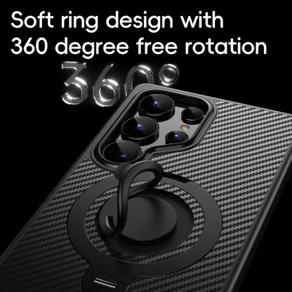 For Samsung Galaxy S25 Ultra 5G Carbon Fiber MagSafe Phone Case with 360 Degree Rotating Holder(Black Grey) - Galaxy S25 Ultra 5G Cases by PMC Jewellery | Online Shopping South Africa | PMC Jewellery | Buy Now Pay Later Mobicred