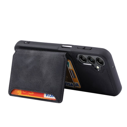 For Samsung Galaxy S25 5G Skin Feel Dream RFID Anti-theft PU Card Bag Phone Case(Black) - Galaxy S25 5G Cases by PMC Jewellery | Online Shopping South Africa | PMC Jewellery | Buy Now Pay Later Mobicred