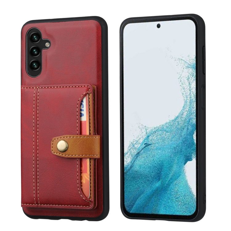 For Samsung Galaxy S25 5G Calfskin Card Slot TPU Hybrid PU Phone Case(Red) - Galaxy S25 5G Cases by PMC Jewellery | Online Shopping South Africa | PMC Jewellery | Buy Now Pay Later Mobicred