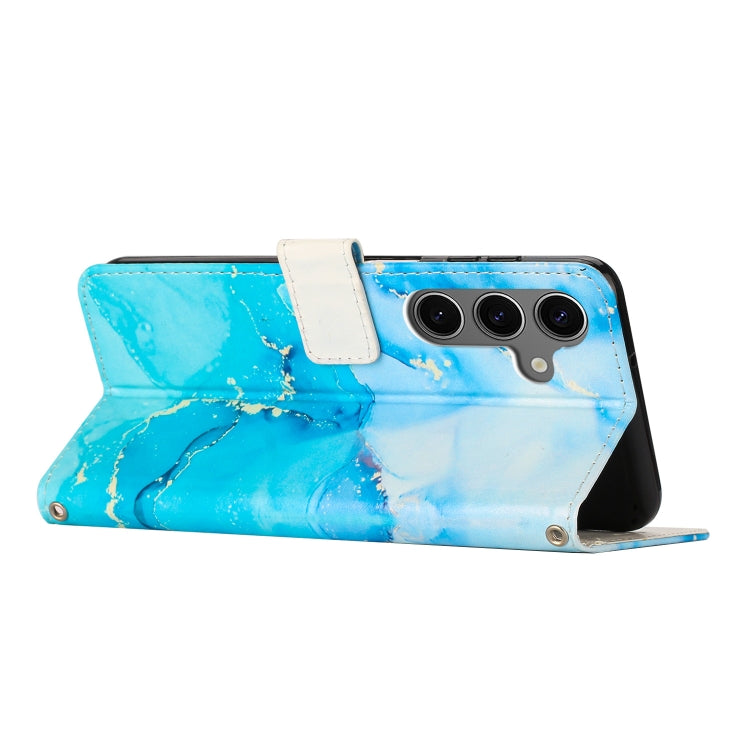 For Samsung Galaxy S25 5G Painted Marble Pattern Leather Phone Case(Blue Green) - Galaxy S25 5G Cases by PMC Jewellery | Online Shopping South Africa | PMC Jewellery | Buy Now Pay Later Mobicred