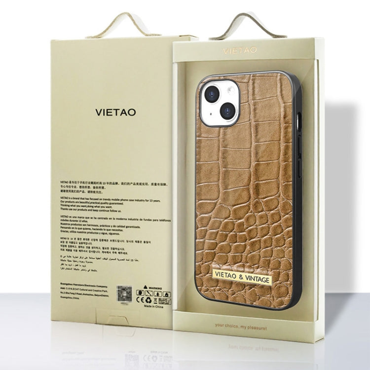 For iPhone 16 Pro VIETAO Alligator Texture PU Phone Case(Brown) - iPhone 16 Pro Cases by VIETAO | Online Shopping South Africa | PMC Jewellery | Buy Now Pay Later Mobicred