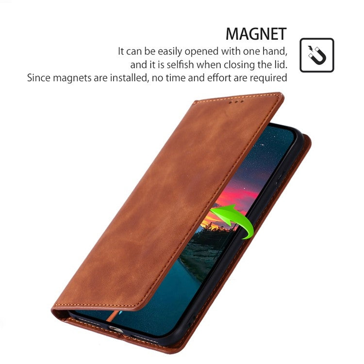 For Samsung Galaxy S25+ 5G Skin Feel Magnetic Leather Phone Case(Light Brown) - Galaxy S25+ 5G Cases by PMC Jewellery | Online Shopping South Africa | PMC Jewellery | Buy Now Pay Later Mobicred