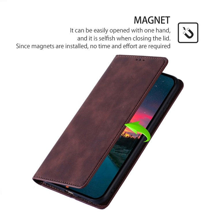 For Samsung Galaxy S25 Ultra 5G Skin Feel Magnetic Leather Phone Case(Dark Brown) - Galaxy S25 Ultra 5G Cases by PMC Jewellery | Online Shopping South Africa | PMC Jewellery | Buy Now Pay Later Mobicred