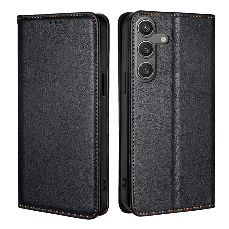 For Samsung Galaxy S25 5G Gloss Oil Solid Color Magnetic Leather Phone Case(Black) - Galaxy S25 5G Cases by PMC Jewellery | Online Shopping South Africa | PMC Jewellery | Buy Now Pay Later Mobicred