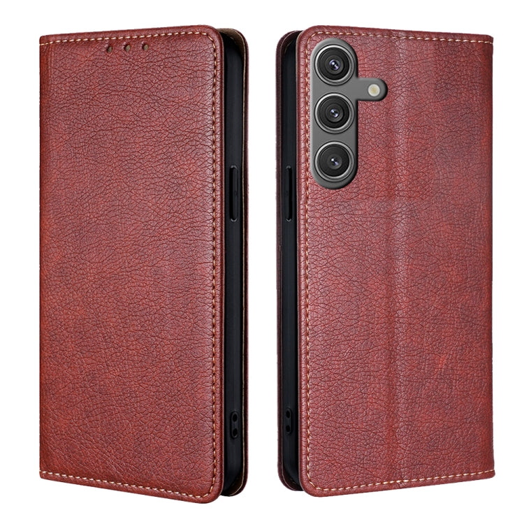 For Samsung Galaxy S25 5G Gloss Oil Solid Color Magnetic Leather Phone Case(Brown) - Galaxy S25 5G Cases by PMC Jewellery | Online Shopping South Africa | PMC Jewellery | Buy Now Pay Later Mobicred