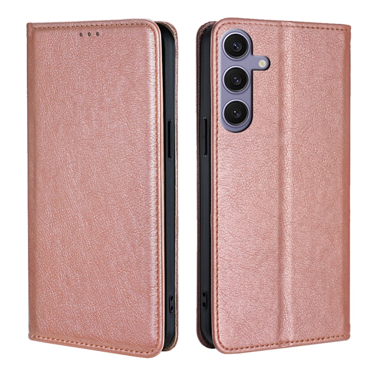 For Samsung Galaxy S25+ 5G Gloss Oil Solid Color Magnetic Leather Phone Case(Rose Gold) - Galaxy S25+ 5G Cases by PMC Jewellery | Online Shopping South Africa | PMC Jewellery | Buy Now Pay Later Mobicred