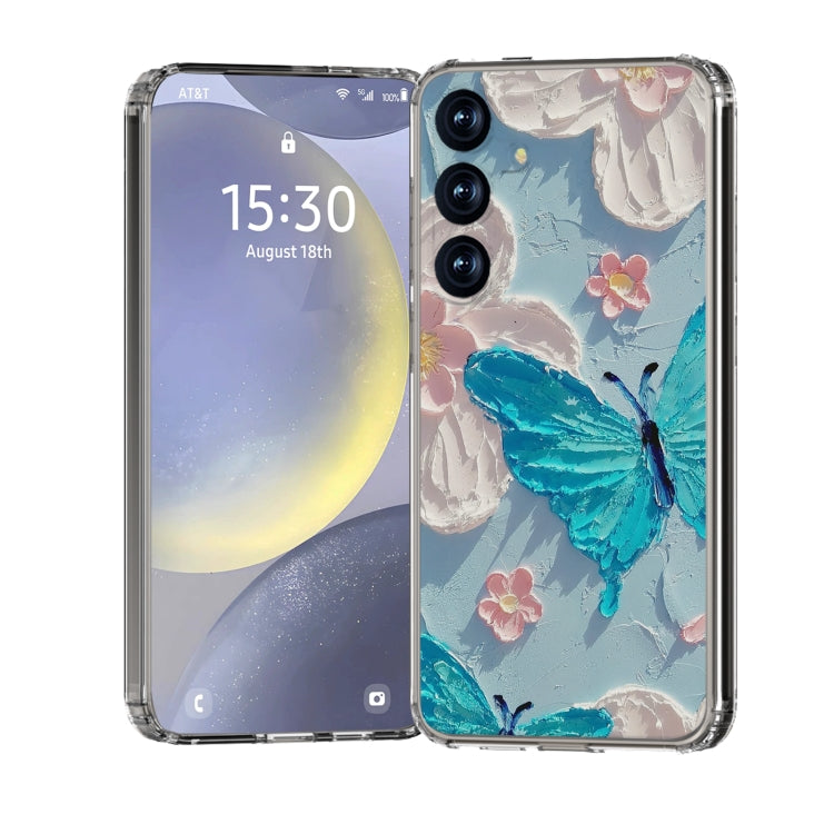 For Samsung Galaxy S25+ 5G IMD Double Piece Simple Fresh Shockproof Phone Case(Blue Butterfly) - Galaxy S25+ 5G Cases by PMC Jewellery | Online Shopping South Africa | PMC Jewellery | Buy Now Pay Later Mobicred