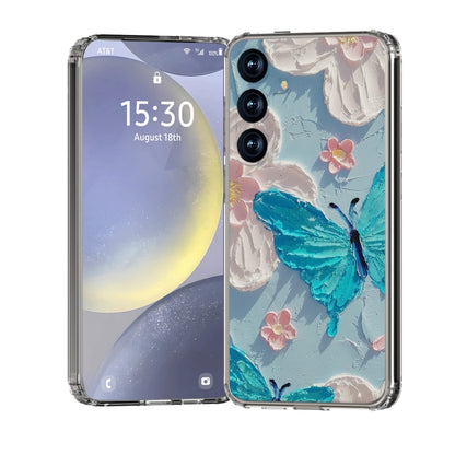 For Samsung Galaxy S25+ 5G IMD Double Piece Simple Fresh Shockproof Phone Case(Blue Butterfly) - Galaxy S25+ 5G Cases by PMC Jewellery | Online Shopping South Africa | PMC Jewellery | Buy Now Pay Later Mobicred