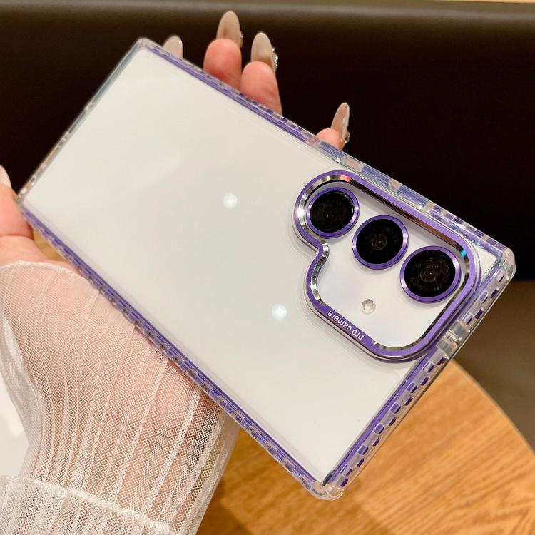 For Samsung Galaxy S25 5G Transparent Phone Case with Lens Film(Purple) - Galaxy S25 5G Cases by PMC Jewellery | Online Shopping South Africa | PMC Jewellery | Buy Now Pay Later Mobicred