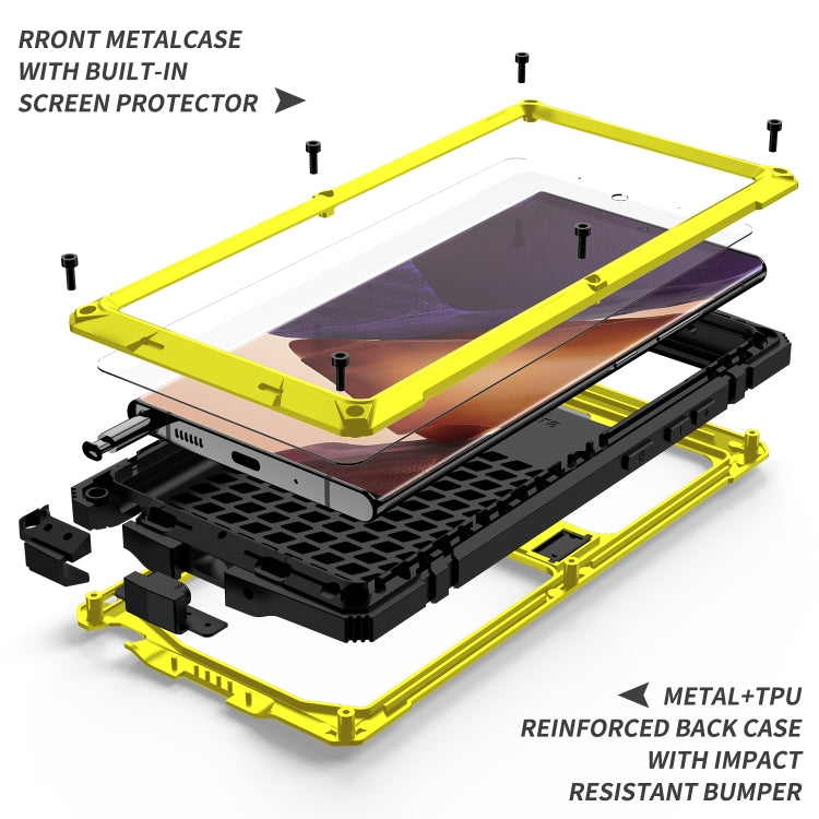 For Samsung Galaxy Note 20 R-JUST Shockproof Waterproof Dust-proof Metal + Silicone Protective Case with Holder(Yellow) - Galaxy Note20 Cases by R-JUST | Online Shopping South Africa | PMC Jewellery