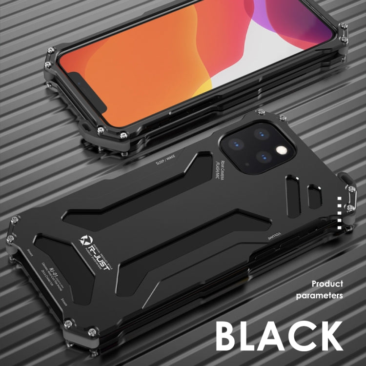 For iPhone 12 / 12 Pro R-JUST Shockproof Armor Metal Protective Case(Black) - iPhone 12 / 12 Pro Cases by R-JUST | Online Shopping South Africa | PMC Jewellery