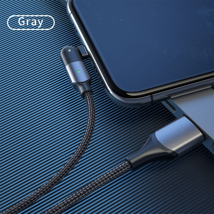 FXCL-WYA0G 2.4A USB to 8 Pin 180 Degree Rotating Elbow Charging Cable, Length:2m(Grey) - Normal Style Cable by PMC Jewellery | Online Shopping South Africa | PMC Jewellery | Buy Now Pay Later Mobicred