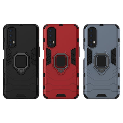 For OPPO Realme 7 PC + TPU Shockproof Protective Case with Magnetic Ring Holder(Navy Blue) - Realme Cases by PMC Jewellery | Online Shopping South Africa | PMC Jewellery | Buy Now Pay Later Mobicred