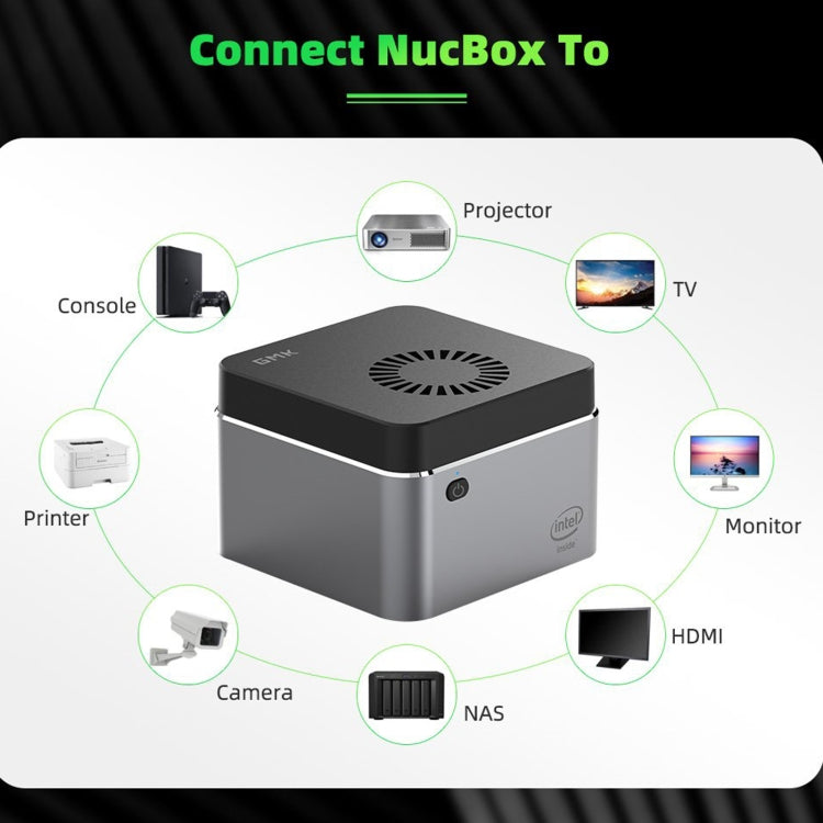 GMK NucBox Windows 10 System Mini PC, Intel Celeron J4125 Quad Core 64bit 14nm 2GHz-2.7GHz, Support WiFi & Bluetooth & RJ45, 8GB+128GB,EU Plug - Windows Mini PCs by PMC Jewellery | Online Shopping South Africa | PMC Jewellery | Buy Now Pay Later Mobicred